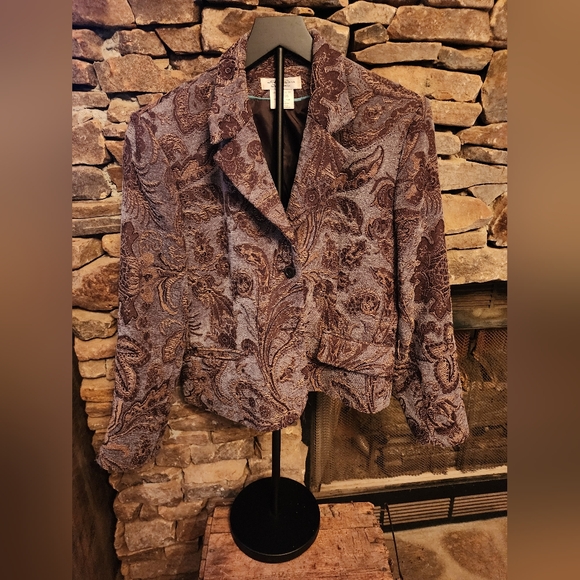 White Stag Jackets & Blazers - Roth Lecover California  Brown Paisley Blazer Elegant Suit Jacket